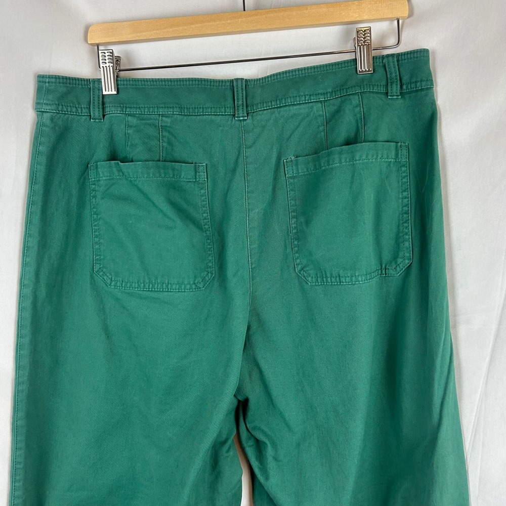 Talbots Womens Green Wide Leg Utility Pants High Rise Cropped Cotton Blend 12 - Picture 6 of 8